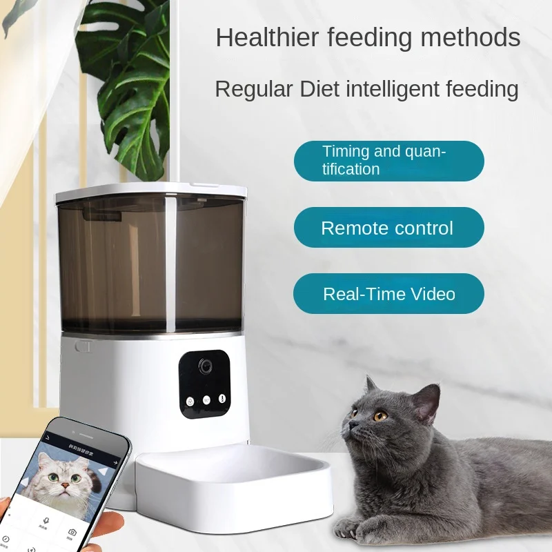 

6L Automatic Pet Feeder Video Camera Version Auto Cat Food Dispenser Accessories Smart Control Pet Feeder For Cats Dog Dry Food