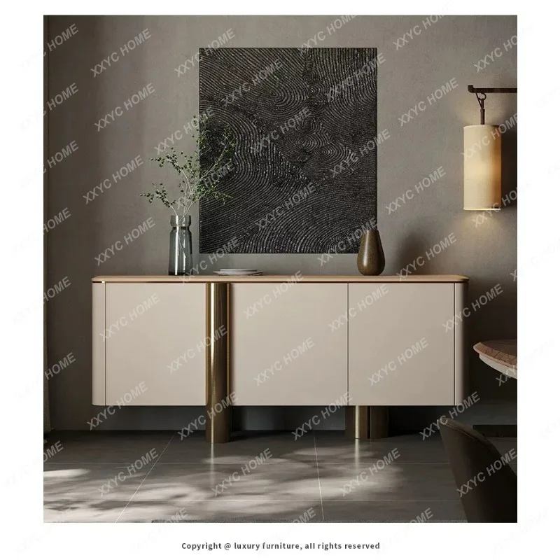 XXModern light luxury ash wood porch cabinet villa living room solid wood against the wall integrated locker high sense