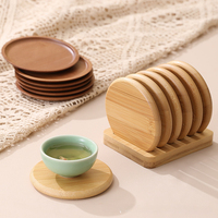 Bamboo Round Coaster Anti-scald Insulated Teacup Mat Rest Place Holder Coffee Coasters Simple Tea Ceremony Accessories