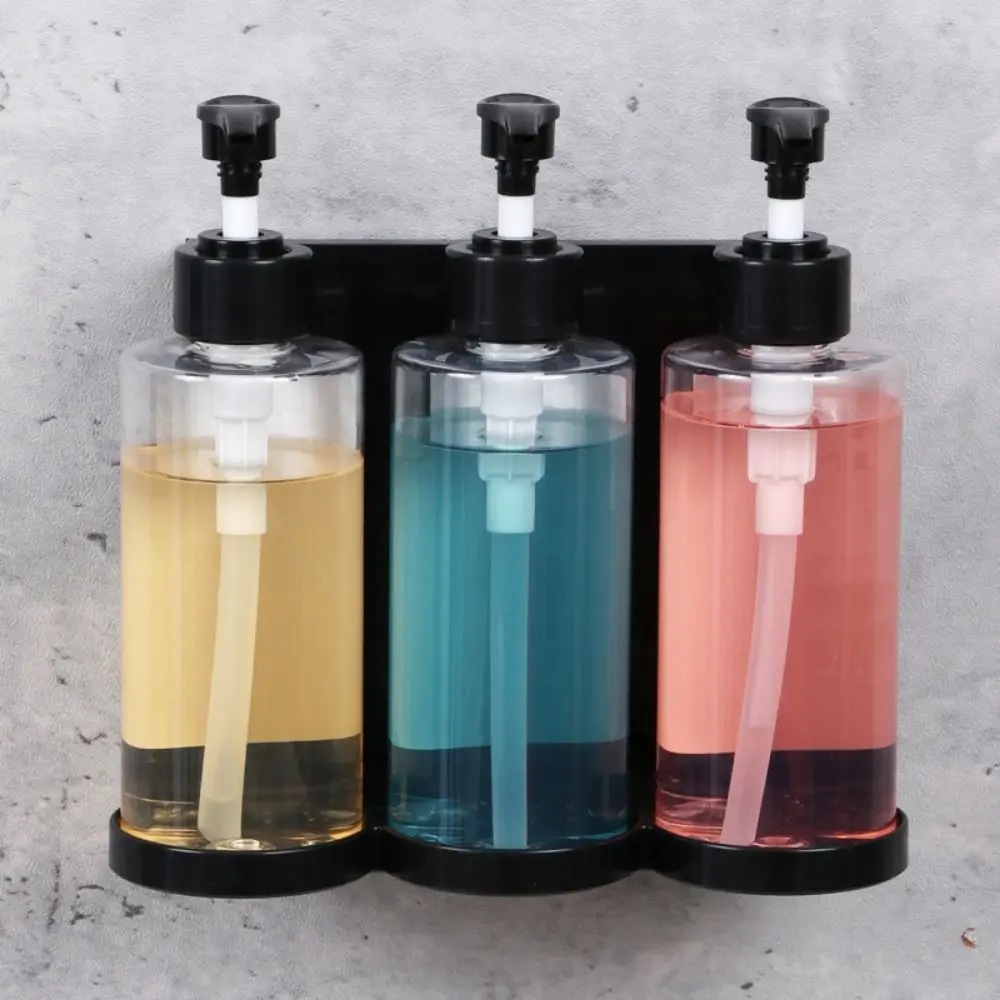 Wall Mounted Manual Soap Dispensers No Punching Clear Bath Lotion Container Refillable Hand Press Hand Sanitizer Jar Toilet