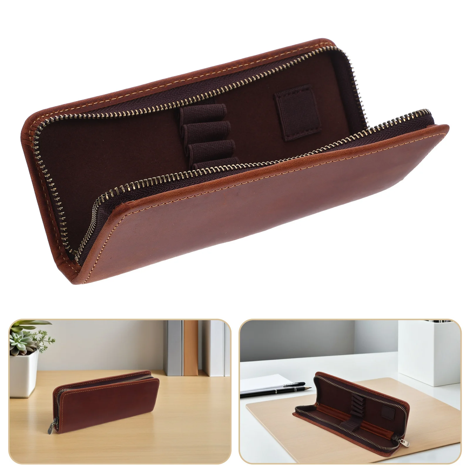 

Vintage Pencil Case Holder Rectangular Zipper Closure for Pens Pencils Markers Stationery Organizer Storage Bag Portable
