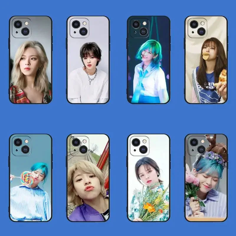 T-TWICE J-Jeong-yeon Cute Phone Case For iPhone 11 12 Mini 13 14 15 PRO XS MAX X XR 6 7 8 Plus Black Shell