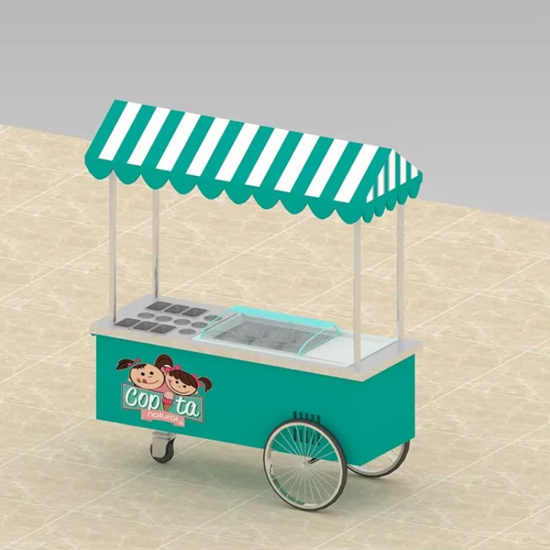 

Food Cargo Cart Mobile Ice Cream Push Cart Ice Cream Bike Commercial Street Vendor Cart Durable Design