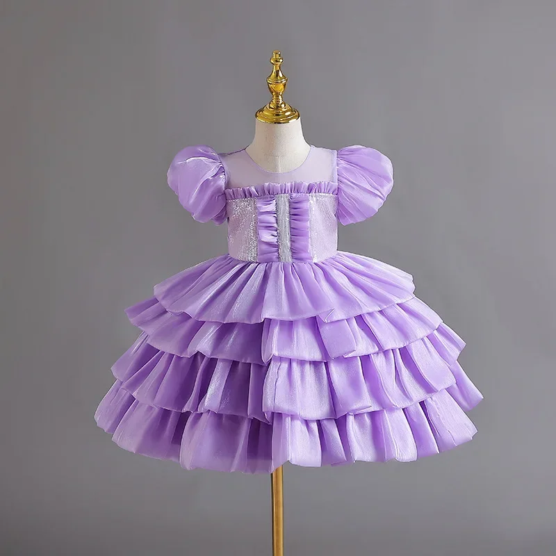 

Luxury Summer Princess Dress for Little Girls 1-7Y Tulle Ballgown Flower Girl Wedding Dress Hostess Performance Dresses