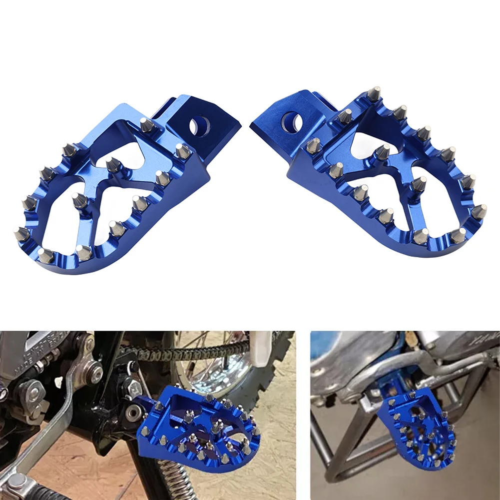 1 Pair Motorcycle Footpegs Footrest Pedals Blue For Yamaha YZ80 YZ125 YZ500 TTR90 TTR125 XT250 WR200 WR250 WR500 TTR110 TTR250