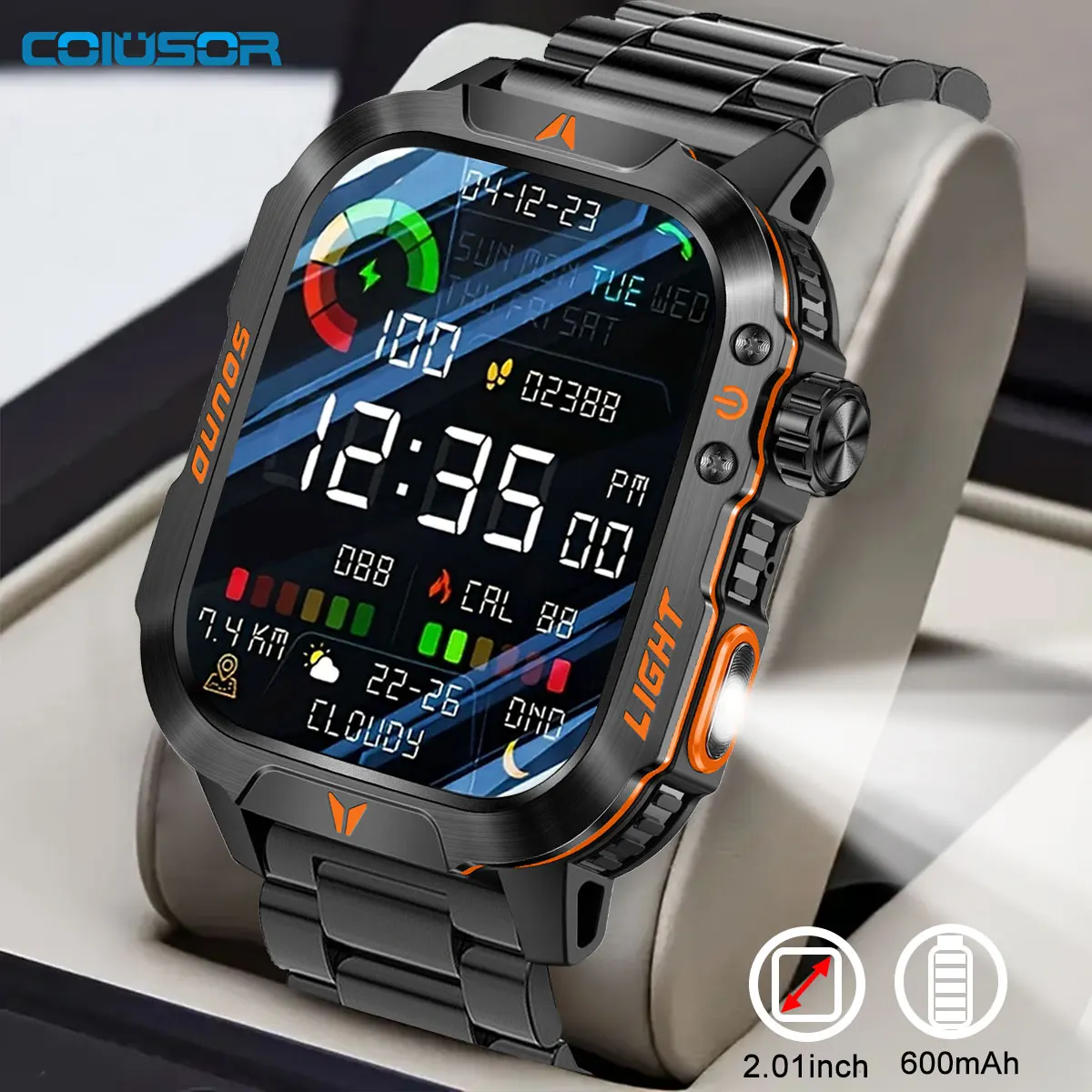 

COIUSOR Bluetooth call smartwatch for men, outdoor exercise, heart rate health monitoring, LED smartwatch for Android and IOS