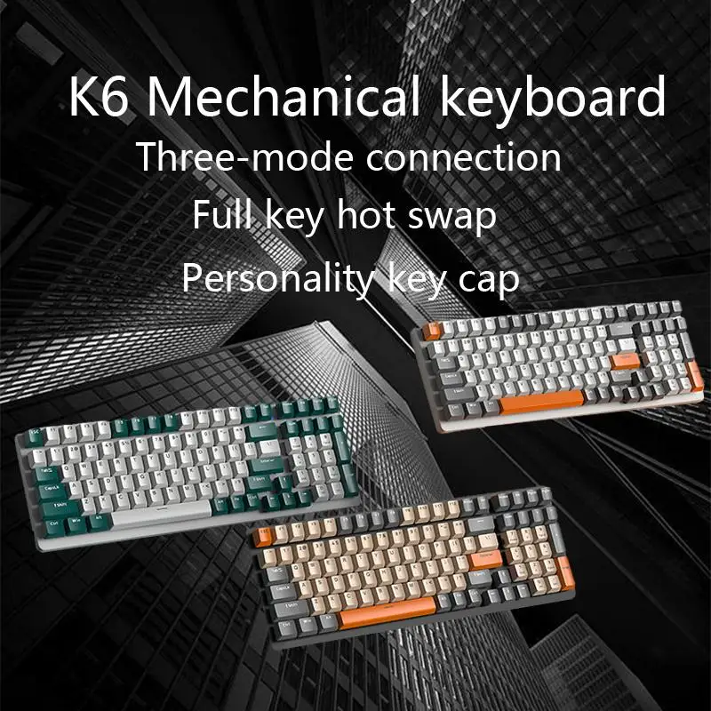 

K6 Bluetooth Three-Mode Mechanical Keyboard Hot-Swappable 980 Gaming Mechanical Keyboard E-Sports Notebook Mechanical Keyboard