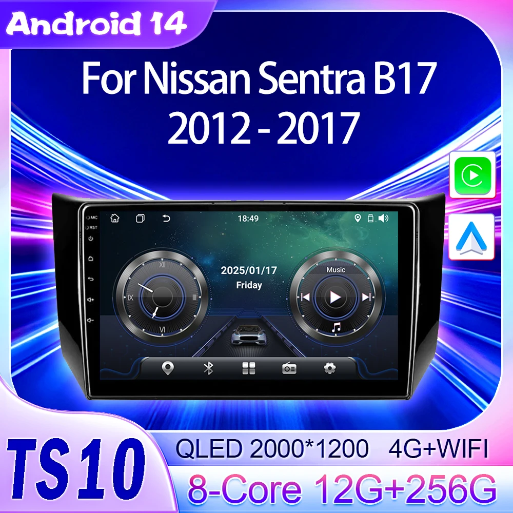 

2Din Android Car Radio Multimedia Player For Nissan Sentra B17 2012 - 2017 Autoradio 8 Core Carplay Auto Screen Navigation GPS