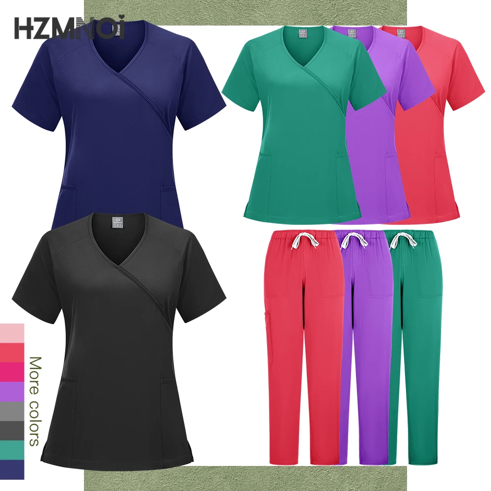 

Medical Uniform Elastic Scrub Set Hospital Surgical Scrubs Tops Pants Nurse Nursing Workwear Doctors Clothes Medical Accessories