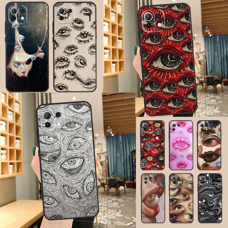 Scary Face Eyes Case For POCO F5 X3 X5 Pro F3 F4 GT M5s C40 Back Cover For Xiaomi 13 12 Lite 11T 12T Pro 12X