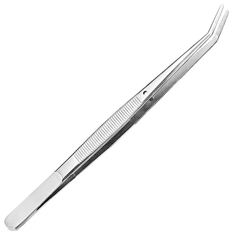 Stainless Steel Tweezers Serrated Curved Dental Instruments Dental Tool