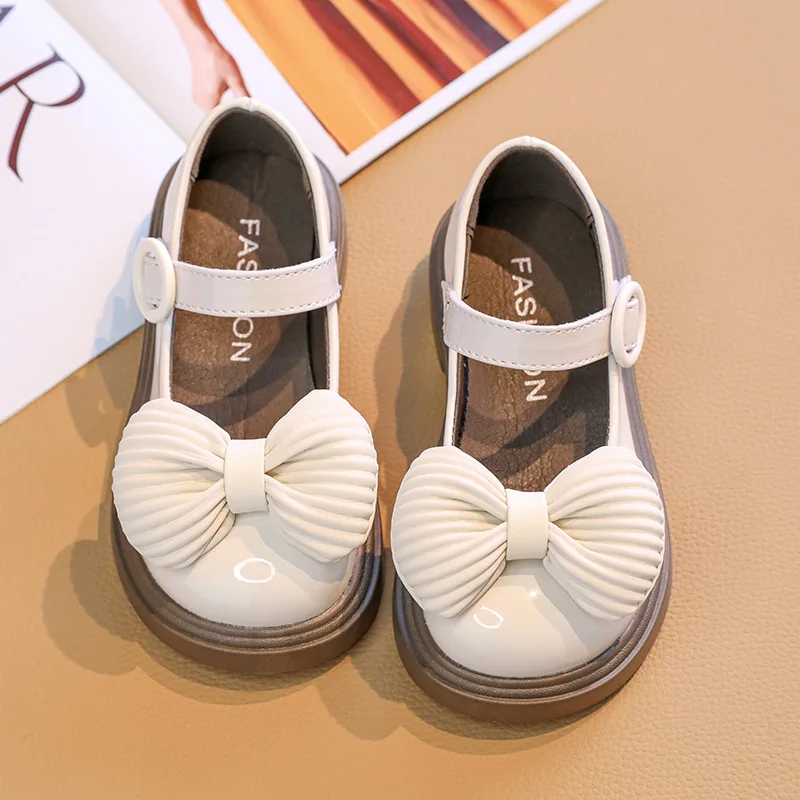 

2025Autumn New Kids Leather Shoes Fashion Cute Girl Shoe Anti Slip Soft Comfor Kid Casual Shoes Exquisite Elegant Retro Princess