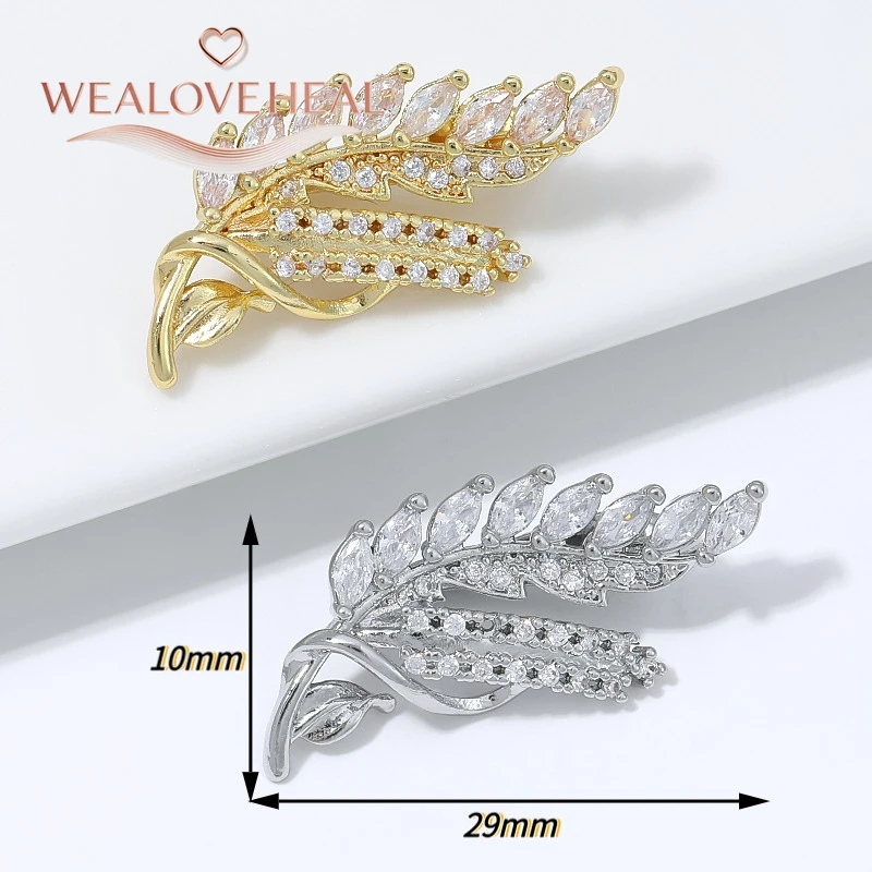 verschluss schmuck, armband verschluss, 18K Vergoldeter Messing-Weizenblatt-Perlenverschluss, Micro-Pavé-CZ-Clip-Verbinder für DIY-Halsketten- und Armband-Schmuckherstellung – Detail 16