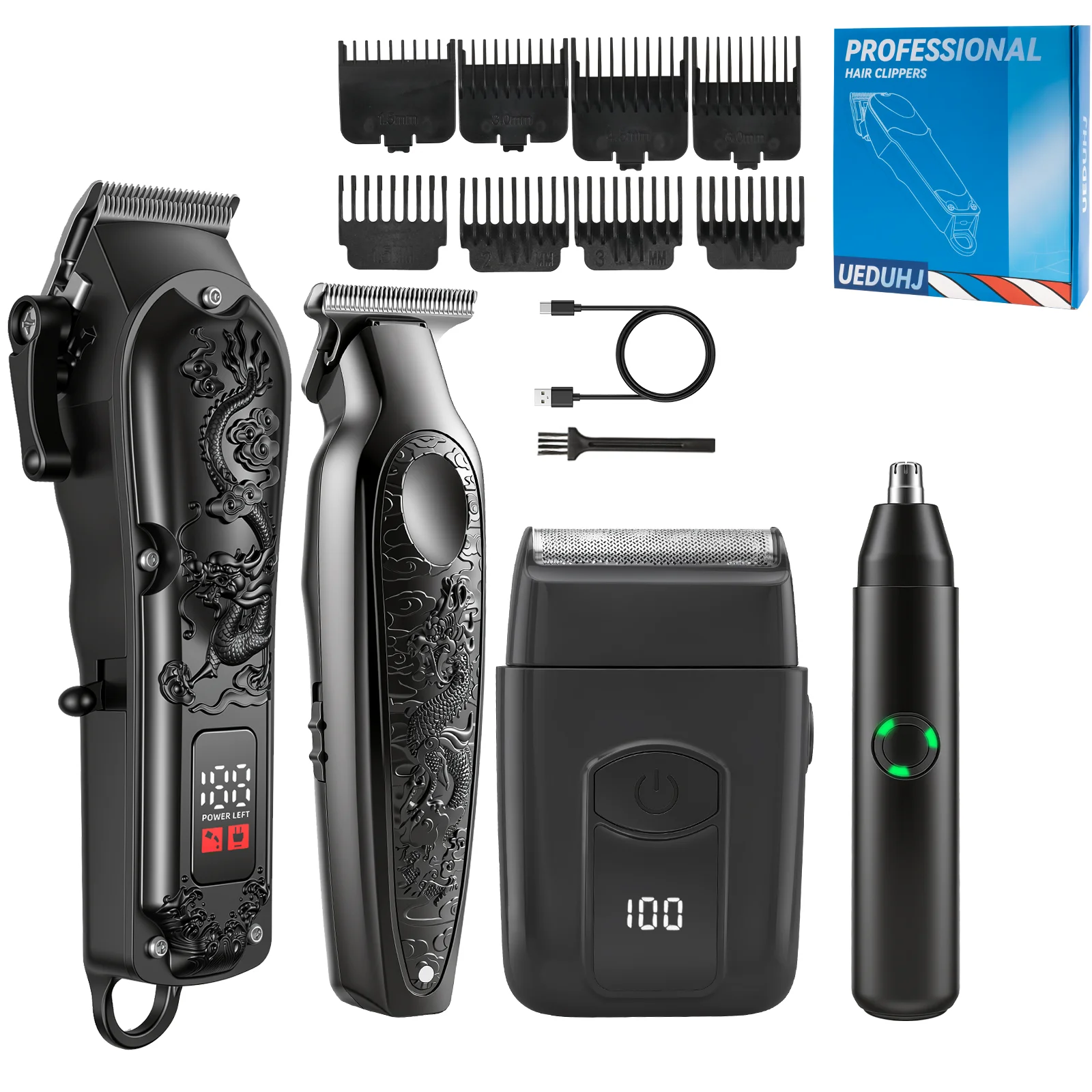 Professional Hair Clipper Trimmer Set for Men 2/3/4 in 1 Cordless Grooming Kit with Foil Shaver Nose Hair Trimmer