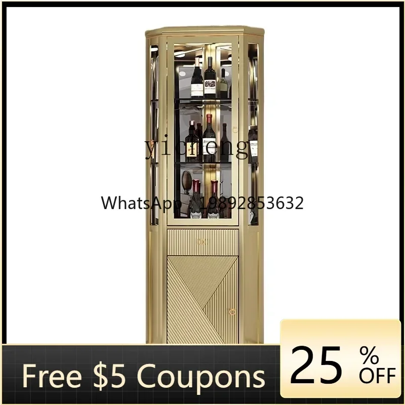 

ZZ Solid Wood Wine Cabinet Corner Cabinet Wall Living Room Home Corner Corner Cabinet Glass Door