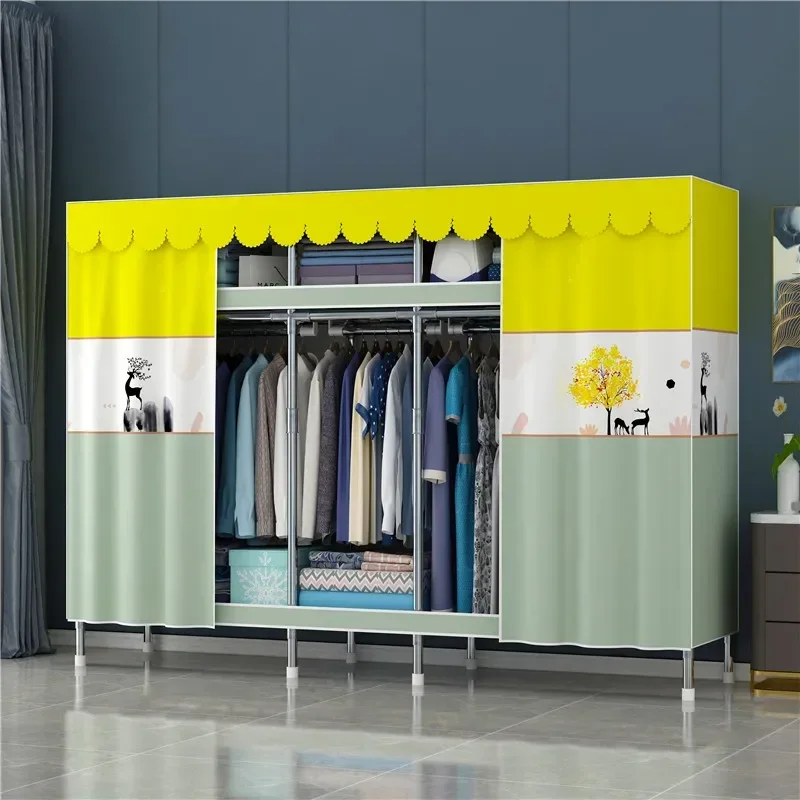 

'Bedroom furniture design modern metal steel pipe tube wardrobe closet rack kids clothes cloth cabinet fabric wardrobe