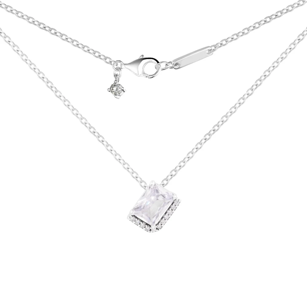 Christmas Winter Valentine's Day Collier Birthday Sparkling Long Chain 100% Real Silver S925 Necklace  for Women