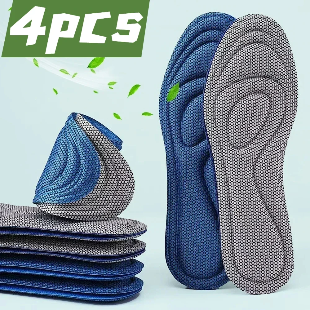 

4pcs Memory Foam Orthopedic Insoles for Shoes Men Women Nano Antibacterial Deodorization Insole Sweat Absorption Running Cushion