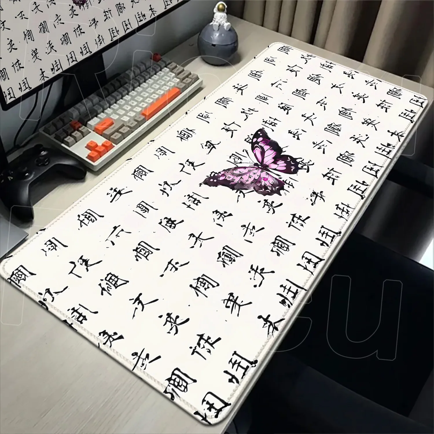 

Chinese Character and Butterfly Mouse Pad Large XXL Computer Office Game Keyboard Mats Rubber Non-slip Mousepads Decor Desk Mat
