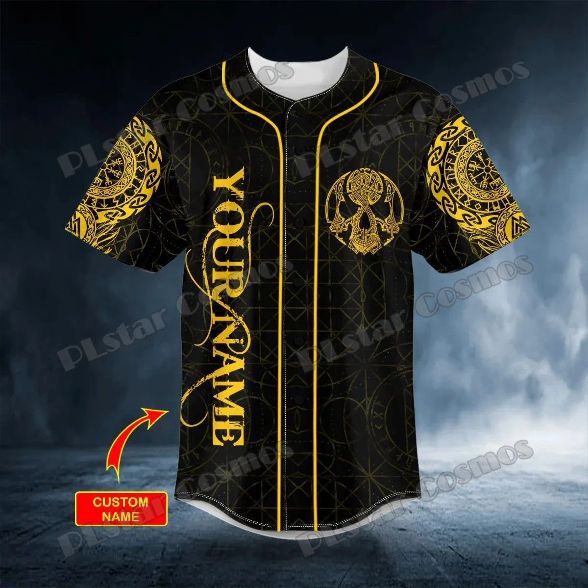 Gold Old Warriors Tattoo Custom Name 3D Printed Fashion Men's Baseball Shirt Summer Street Unisex Adult Baseball Jersey KZ11