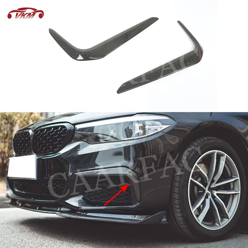 

Carbon Fiber Front Bumper FogLamp Eyelids Trim Air Vent Cover Strips For BMW 5 Series G30 G31 G38 M Sport 2017-2019