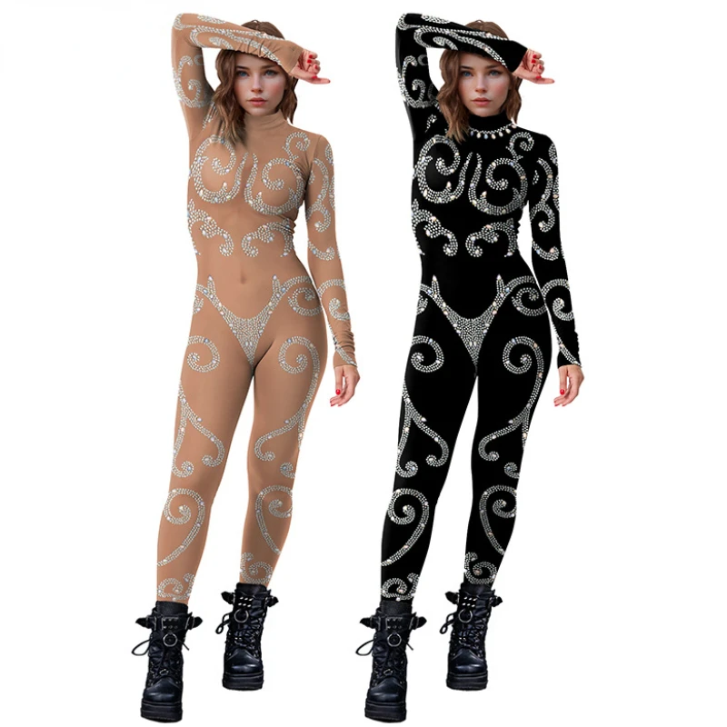 Unisex Cyber Punk 3D Digital Printing Halloween Party Role Play Outfit Women Men Cosplay Costume Carnival Jumpsuit