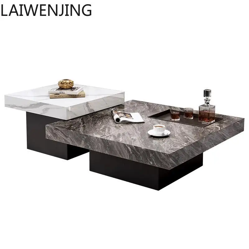 

HLZ Minimalist Rock Slab Coffee Table Light Luxury Modern Simple Home Living Room Large and Small Apartment Square Villa