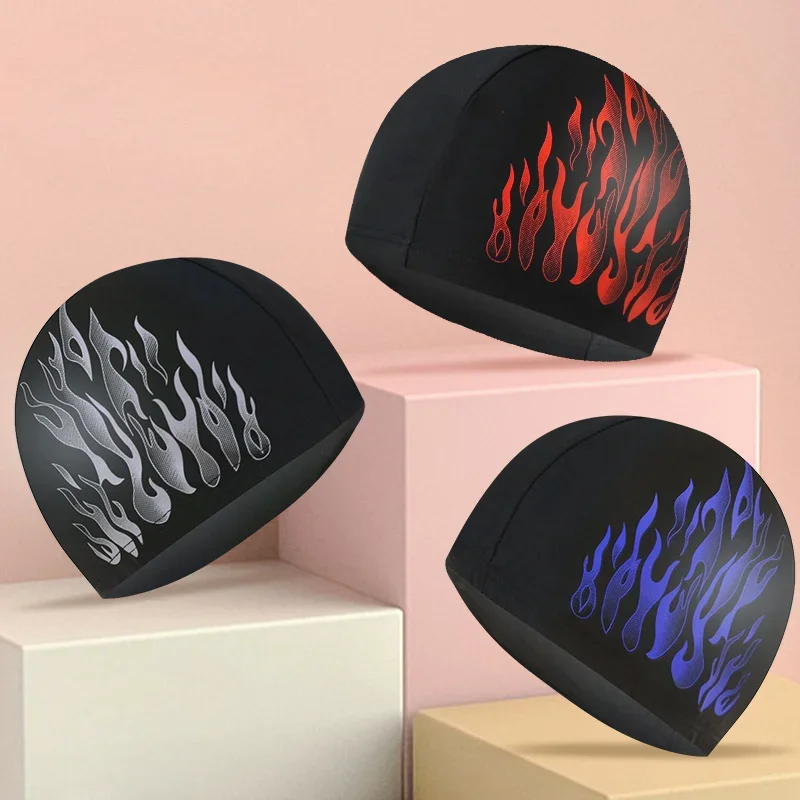 Printed Swimming Caps for Men Large Size Ear Protection Swim Caps Nylon Breathable Men Male Adult Swimming Cap Pool Accessories