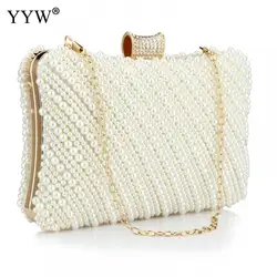 Elegant Pearl Evening Bags Women White Beaded Shoulder Bags Formal Wedding Dinner Handbags And Purses Bridal Luxury Clutch Prom