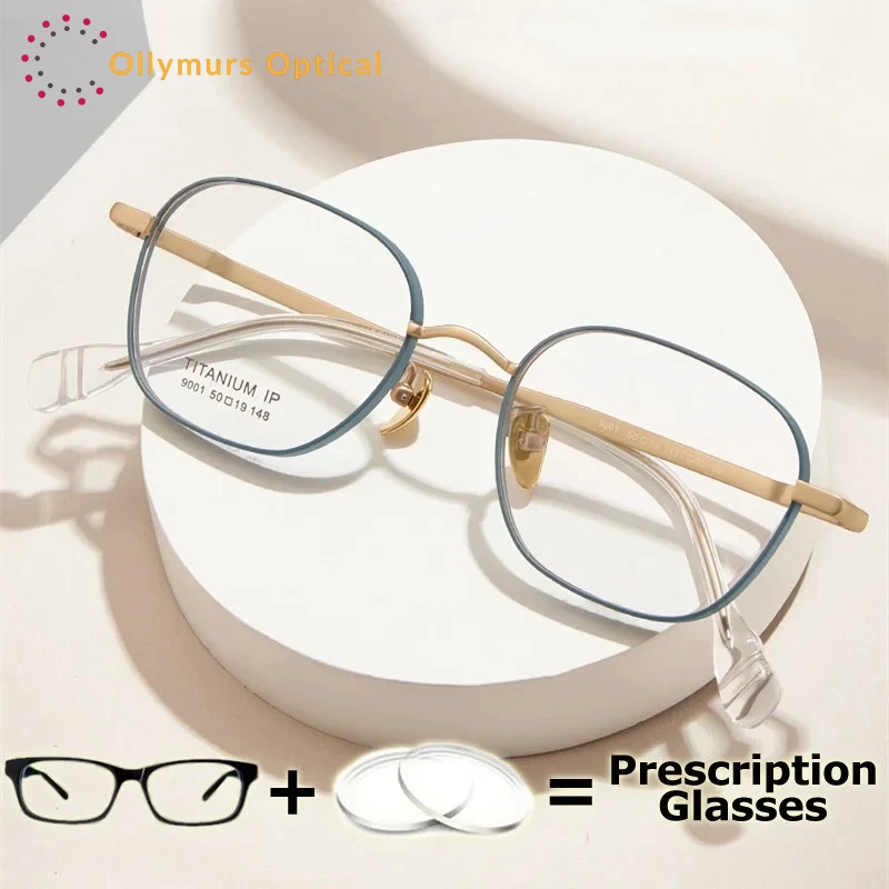 

OLLYMURS High Prescription Eyeglasses Frame Thin Lens Progressive Eyeglass Anti Allergy Durable Pure Titanium IP High En Myopia
