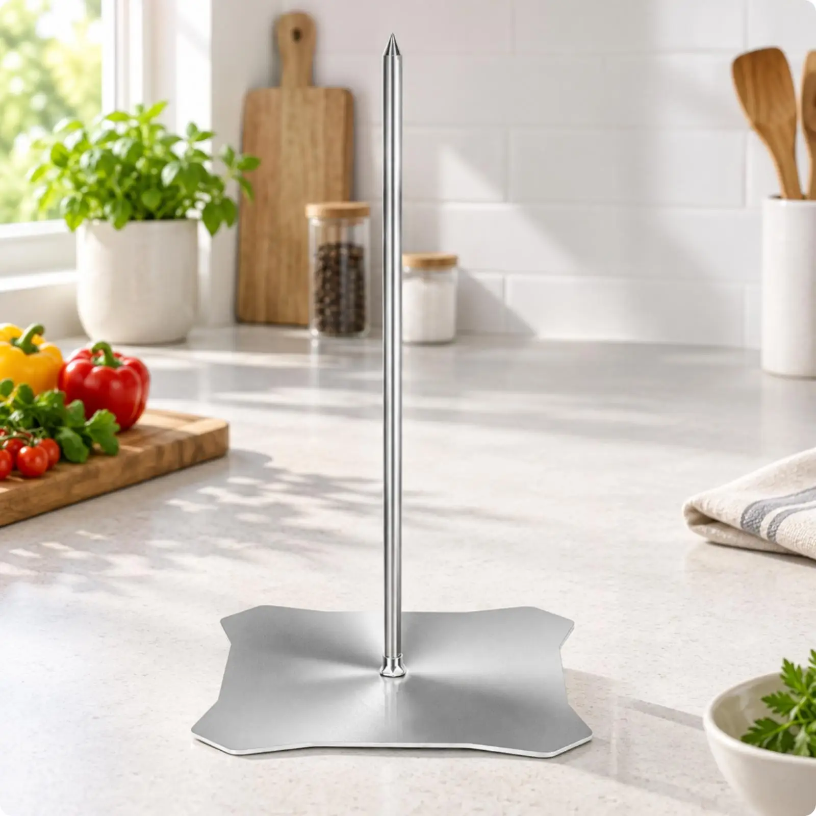 Vertical Meat Skewer Holder Rack Stainless Steel for BBQ Grill Rotisserie Chicken Shawarma Outdoor Barbecue Tool
