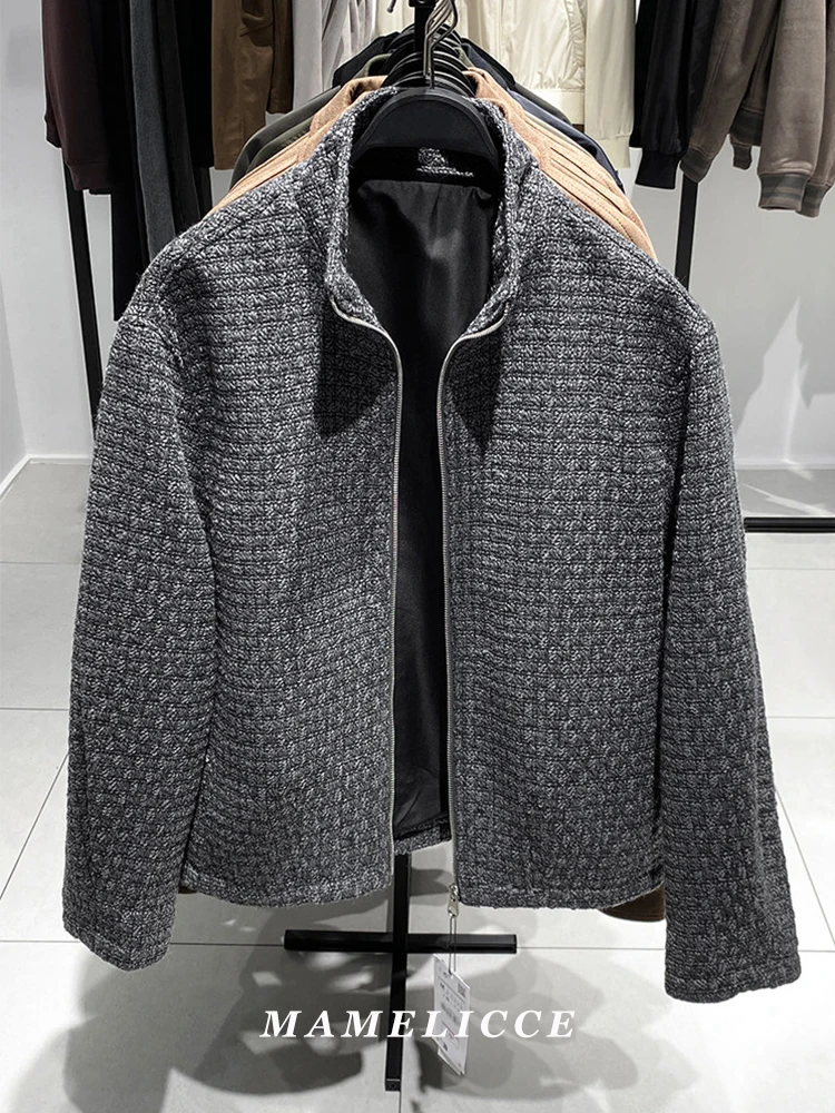 MAMELICCE Original design New Men's loose-fit stand-up collar fleece jacket knitted outerwear man tops