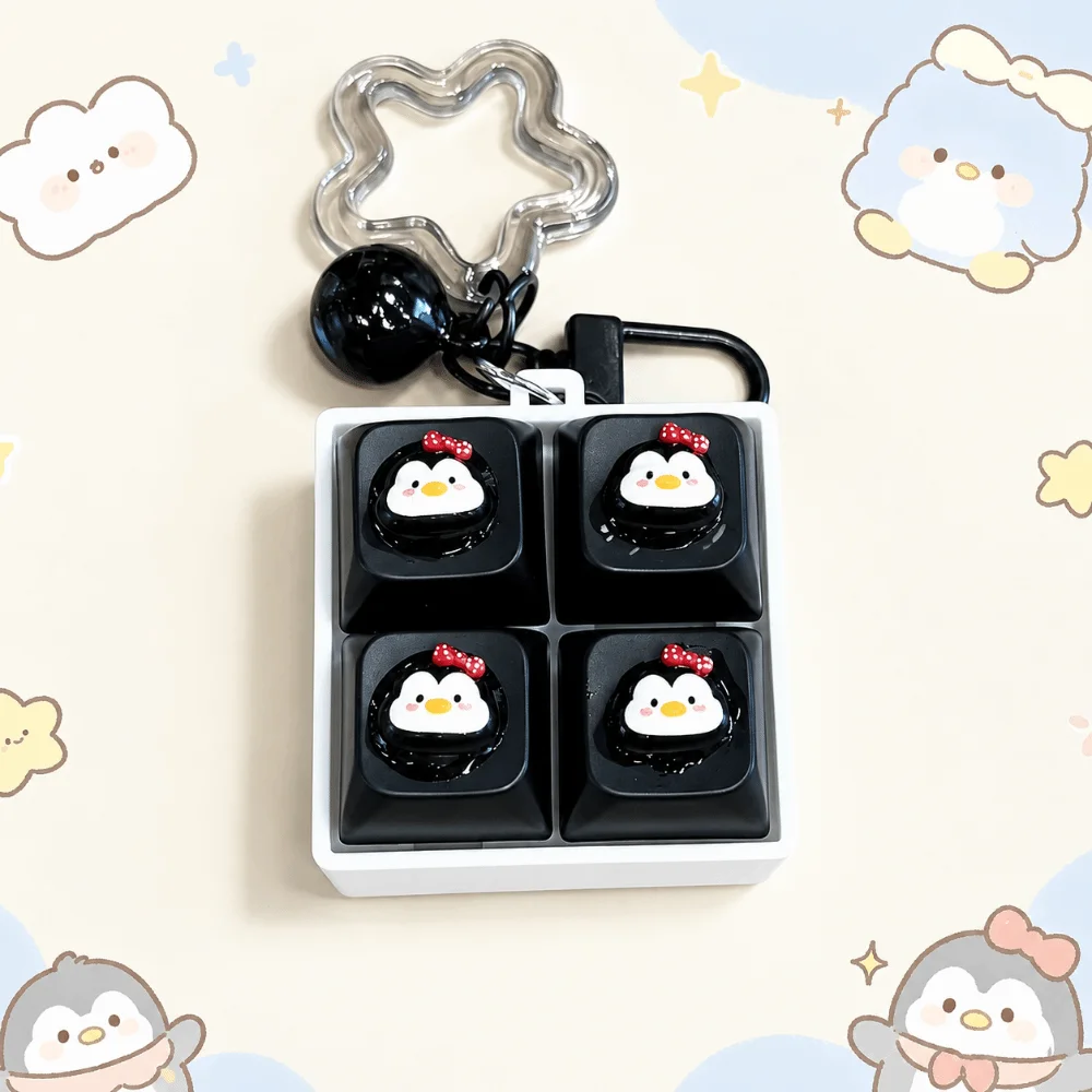 2/3/4-Key Layout Animal Mini Keyboard Fidget Clickable Buttons Animal Interactive Keyboard Compact Size Decompression Keychain