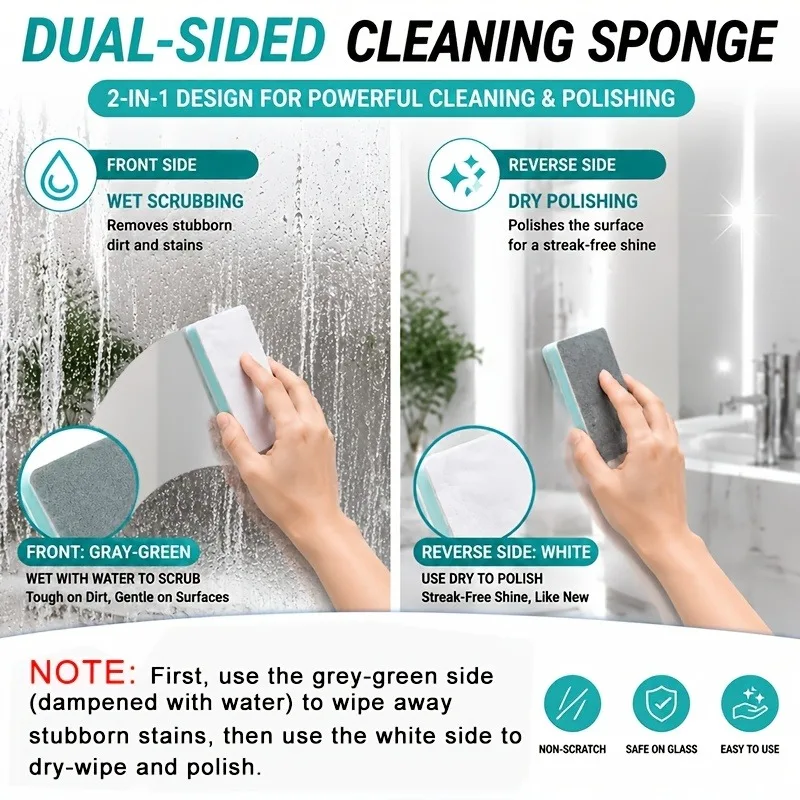 13pcs Multi-Functional Glass Cleaning Brush Set for Home Use - Limescale Water Stain & Mark Remover