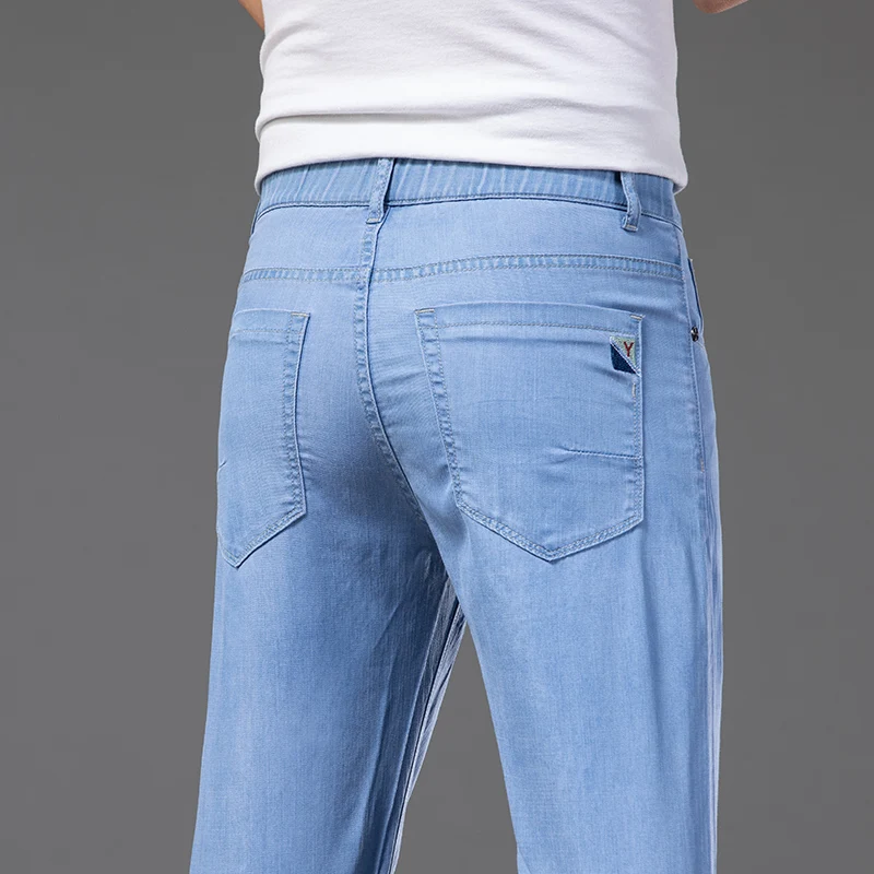 

Summer Men's High Quality Jeans Spring Autumn Pop Loose Large Size Casual Thin Denim Trousers Male Classic Brand Stretch Pants