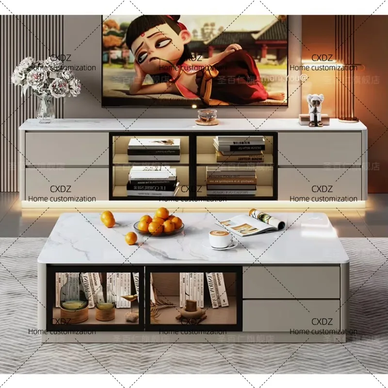 XXDisplay Craft Tv Cabinet Luxury Entertainment Simple Vertical Tv Cabinet Drawers Storage Meuble Television