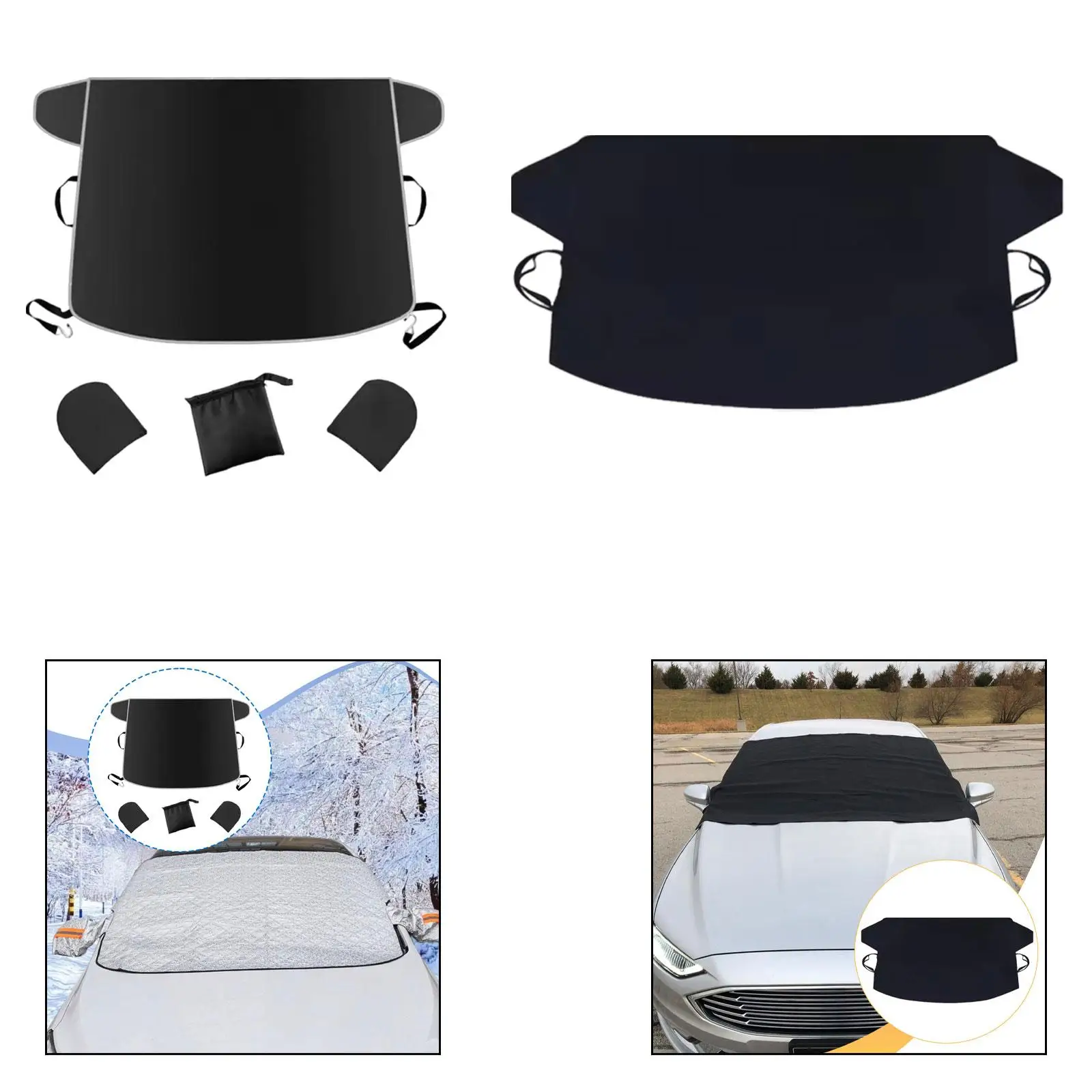 

Generic Car Windshield Cover Windscreen Snow Cover Easy Installation Professional Oxford Cloth Four Seasons Protective
