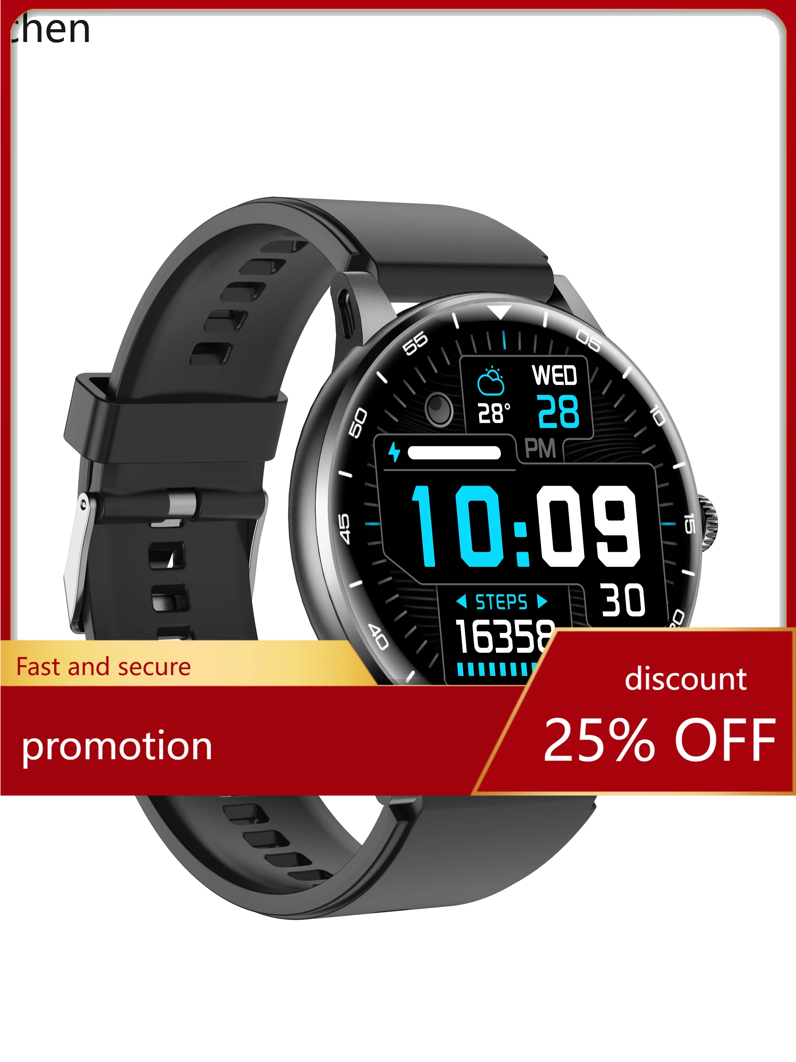W5.9 Men's Smartwatch 1.85inch High-Definition Ultra-Touch Screen 730mAh Battery, Supports Calling