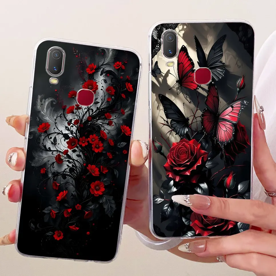 ل Vivo Y11 2019 Y12i / Vivo 1906 Y 11 جراب هاتف ملون فراشة زهرة المرأة جرلي لينة سيليكون غلاف واضح الغطاء الخلفي