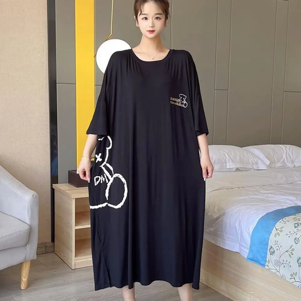 Plus Size 5XL 150KG Night Dress Short Sleeve Sleepwear Female Nightgown Women Sleeping Dresses Oversized Night Shirts