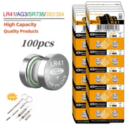 2-100 szt. 384 392 LR41 AG3 192 zaawansowana bateria alkaliczna, okrągłe baterie ogniwo monety 1.5V do zegarków, kalkulatorów, pilotów Apple TV