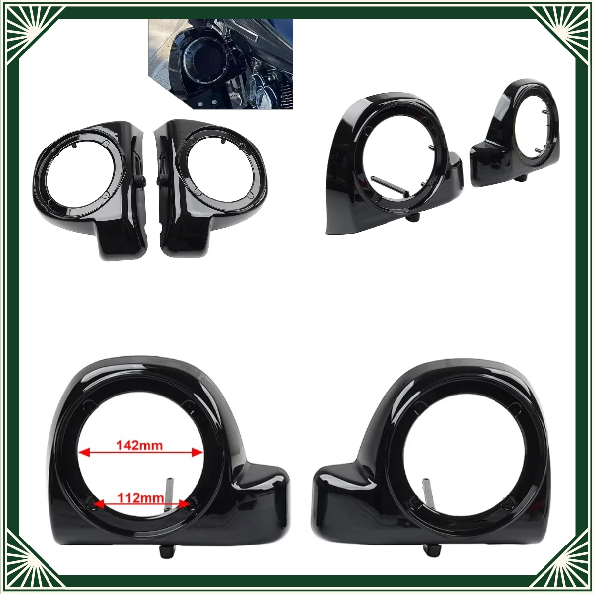 Glossy Black Motorcycle For Harley Touring FLHX 2014 - 2023 Lower Vented Fairing 6.5