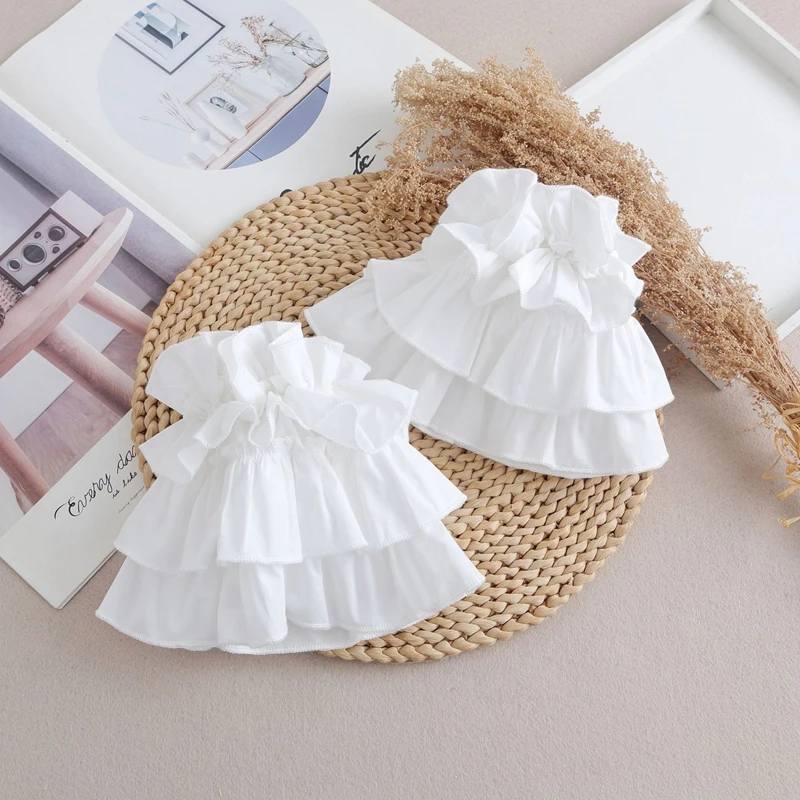 White Princess Multi‑Layer Puff Sleeves Sweet Ruffled Decorative Wrist False Cuffs for Dresses Shirts Fashion Cosplay Accessory