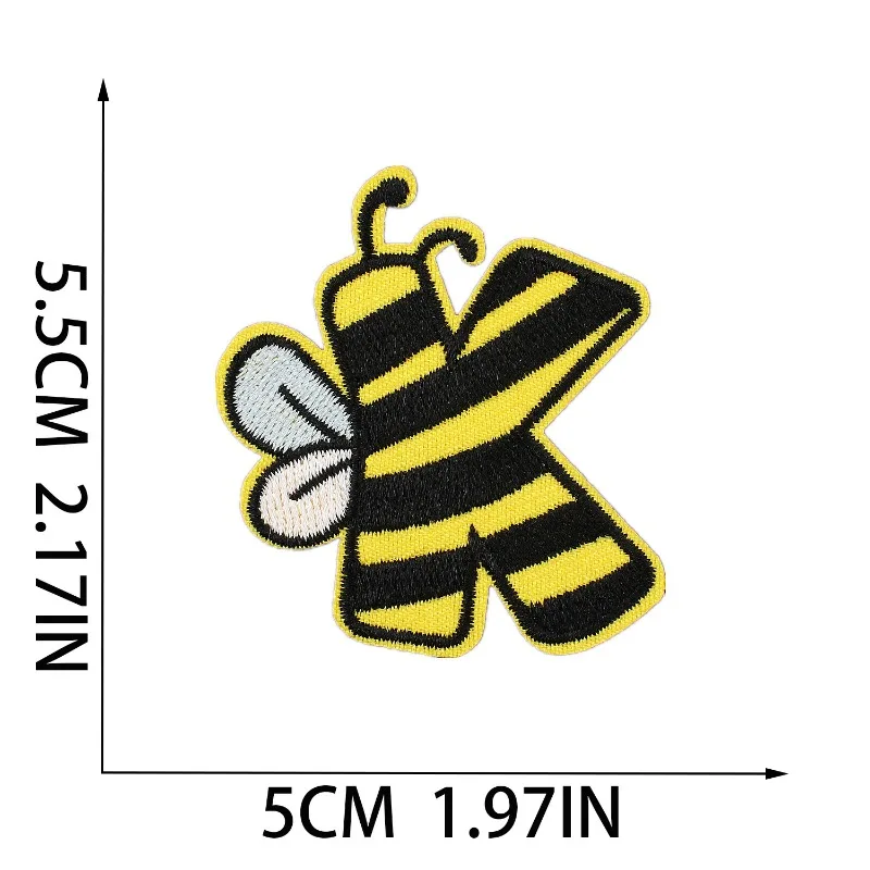 1Pc of Cute Little Bee Letters Embroidered Cloth Patch Hot Melt Glue Clothing Patch Iron Patches Sewing Articles for Sewing