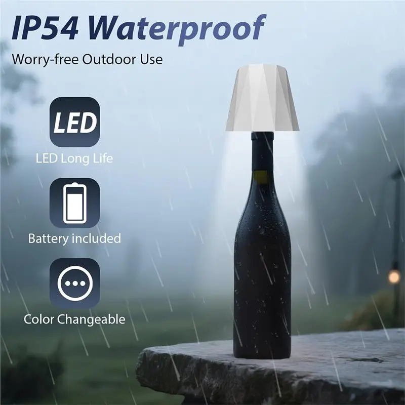 ABLK USB Bottle Table Lamp 3-Color Touch Dimmable Rechargeable Bottle Lights For Bedroom Bars Restaurants Black