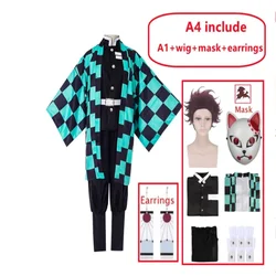 New Kamado Tanjirou Cosplay Costume Halloween Anime Cosplay Cartoon Kimetsu No Yaiba Costume For Kids For Adult Gifts