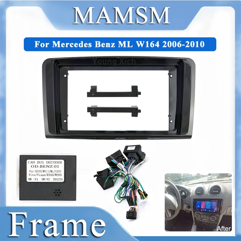 

MAMSM Car Frame Fascia Adapter Canbus Box Decoder For Mercedes Benz ML W164 2006-2010 Android Radio Dash Fitting Panel Kit