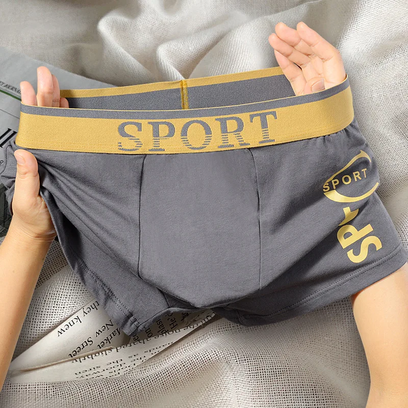 Men’s Cotton Sports Boxer Briefs Large Size Breathable Shorts Male Student Trendy Youth Underwear