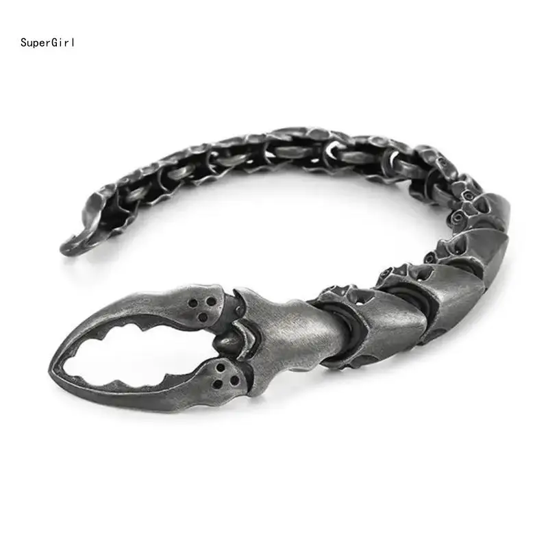 Fashionable Men Bracelet Scorpions Wristband Heavy Duty Hand Chain Accessory for Trendy Women Ladies Adults Daily Use J78E