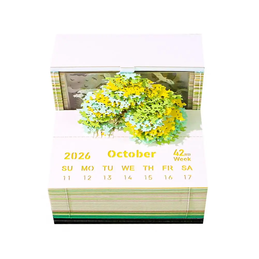 Magic Castle Weekly Calendar With Lights 3D Paper Craft Memo Paper Art Suppl Decorative Calendar 3D Desk 2026 Office Pad No V9B9